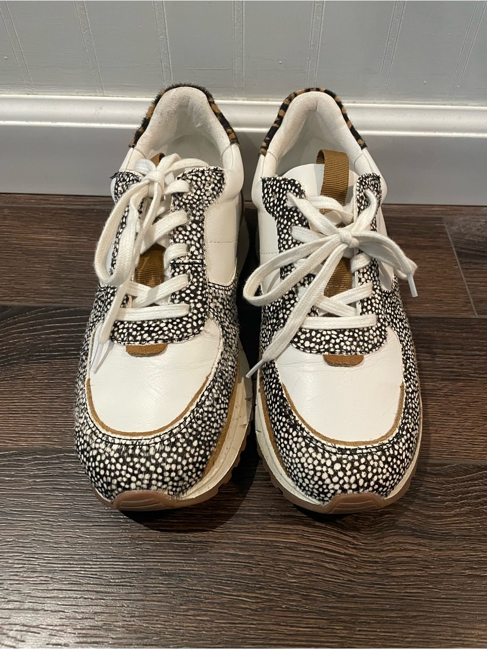 Madewell MWL Kickoff Trainer Sneakers Calf Hair MA503 2021 Olive Grove Multi 7M - Picture 2 of 12